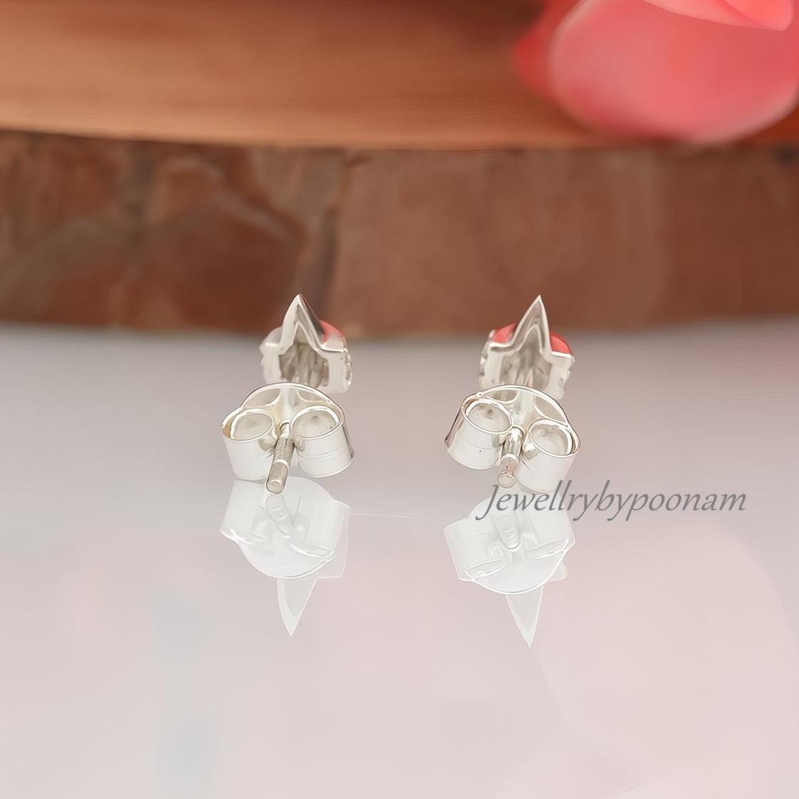 925 Sterling Silver CZ Spike Stud Earrings: Dainty Handmade Jewelry - View 3 - Jewelry By Poonam | SKU: PJE1725-SLNSCZ-10M 2/