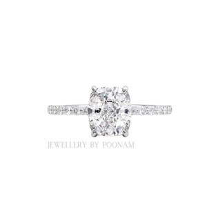 Exquisite Yellow Gold 2.0 Carat Cushion Cut Engagement Ring in Sterling Silver, Wedding Ring, Bridal Ring, Anniversary Ring