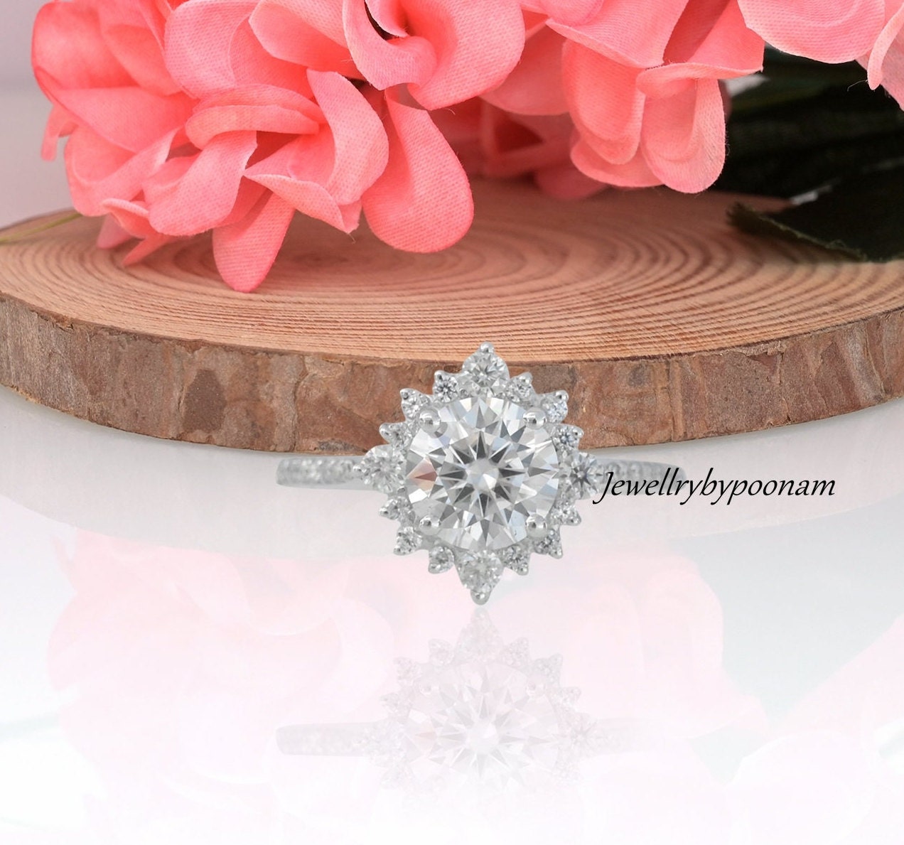 925 Sterling Silver Snowflake Moissanite Engagement Ring - Jewelry By Poonam | SKU: PJR1156-SLYGBTCZ-US-8 2/2026