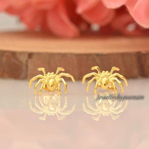 925 Sterling Silver Tiny Spider Stud Earrings — Handmade Jewelry