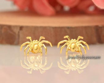 925 Sterling Silver Tiny Spider Stud Earrings — Handmade Jewelry