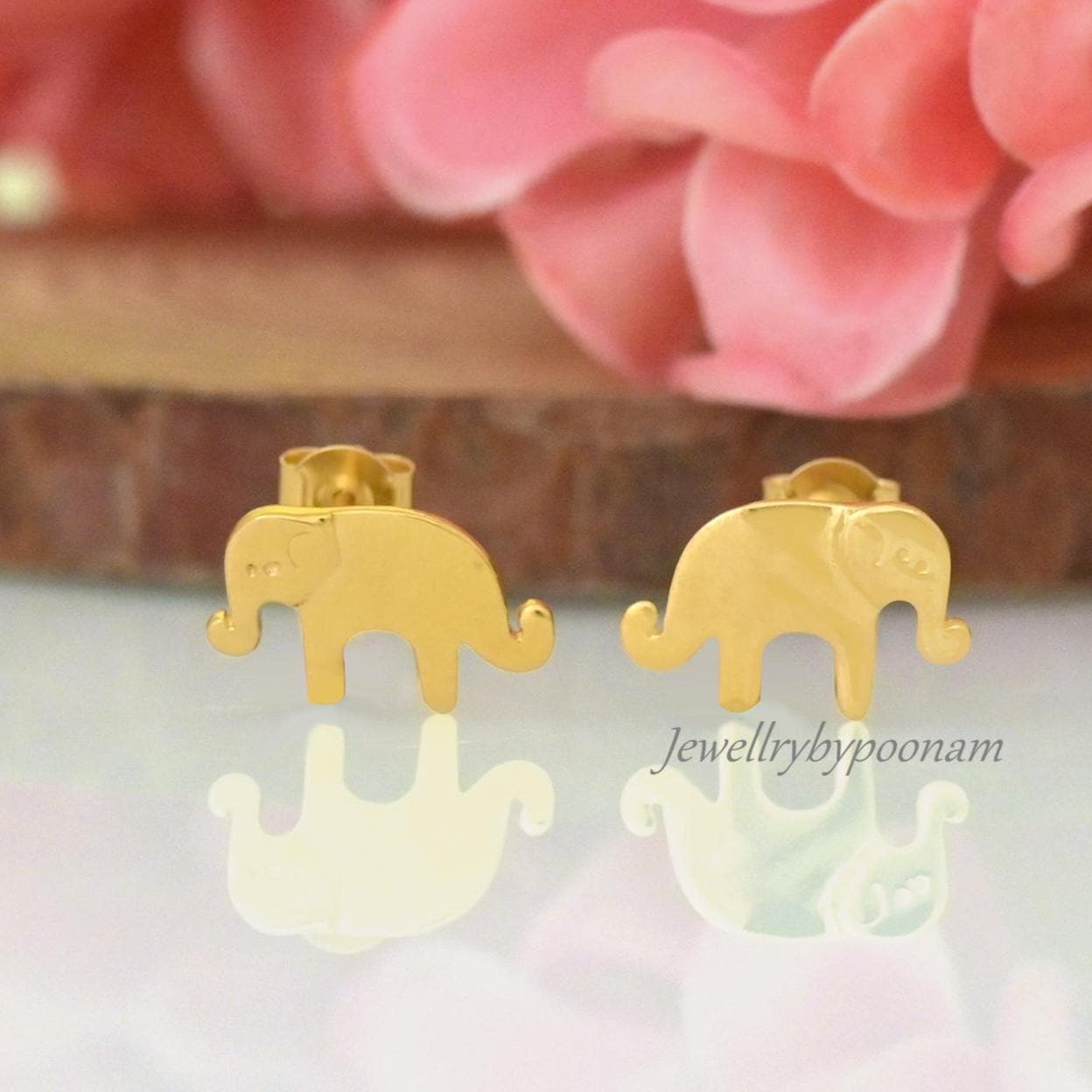 Tiny Elephant Stud Earrings in 925 Sterling Silver — Good Luck Charm - Jewelry By Poonam | SKU: PJE2002- 2/2026
