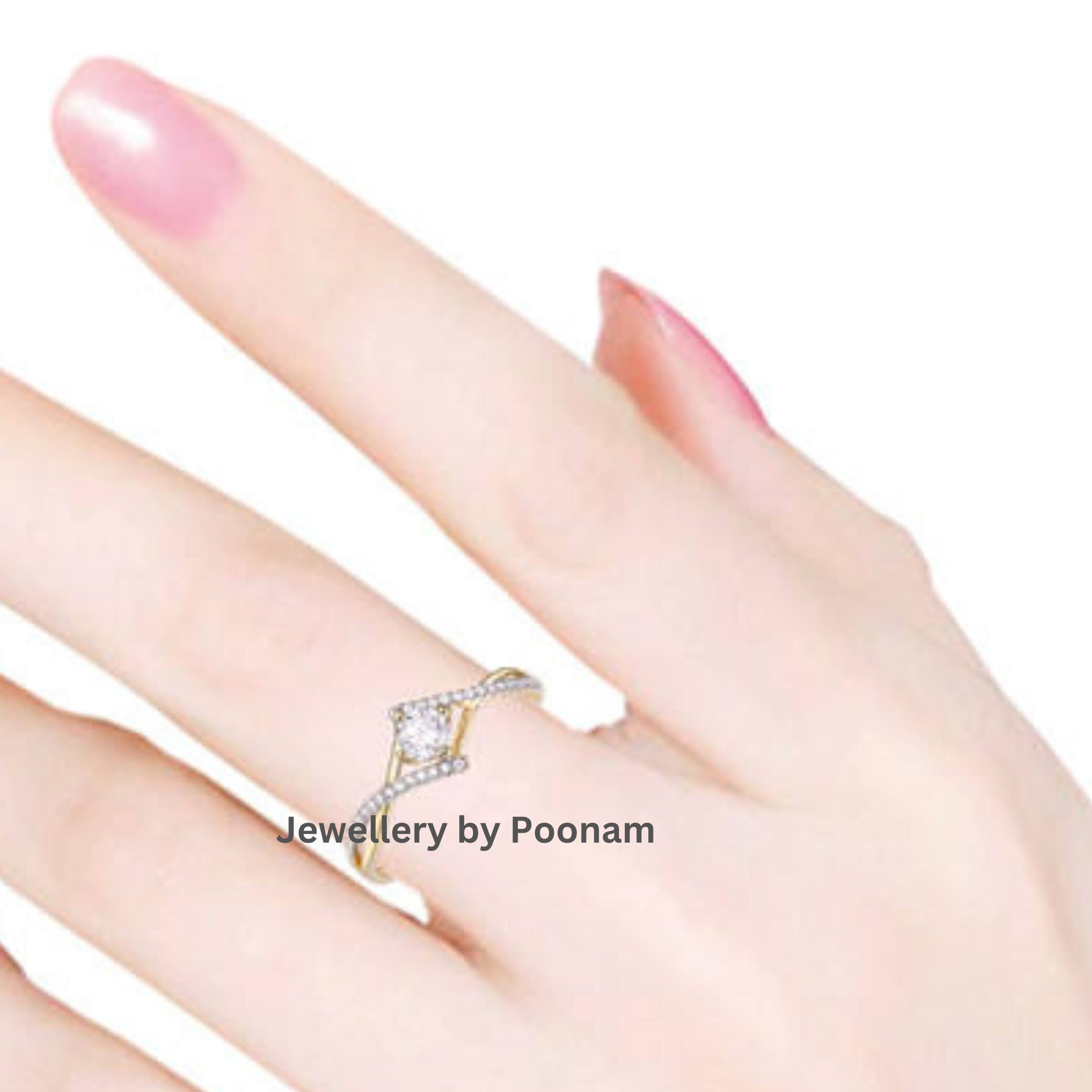 925 Silver Pave Moissanite Wedding Ring – Sparkling Engagement Bridal Jewelry - View 3 - Jewelry By Poonam | SKU: R-1068