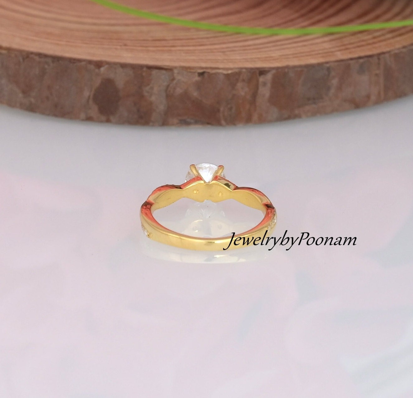 925 Silver Round Cut Moissanite Ring: Engagement Wedding Ring - View 6 - Jewelry By Poonam | SKU: PJR1860 2/26