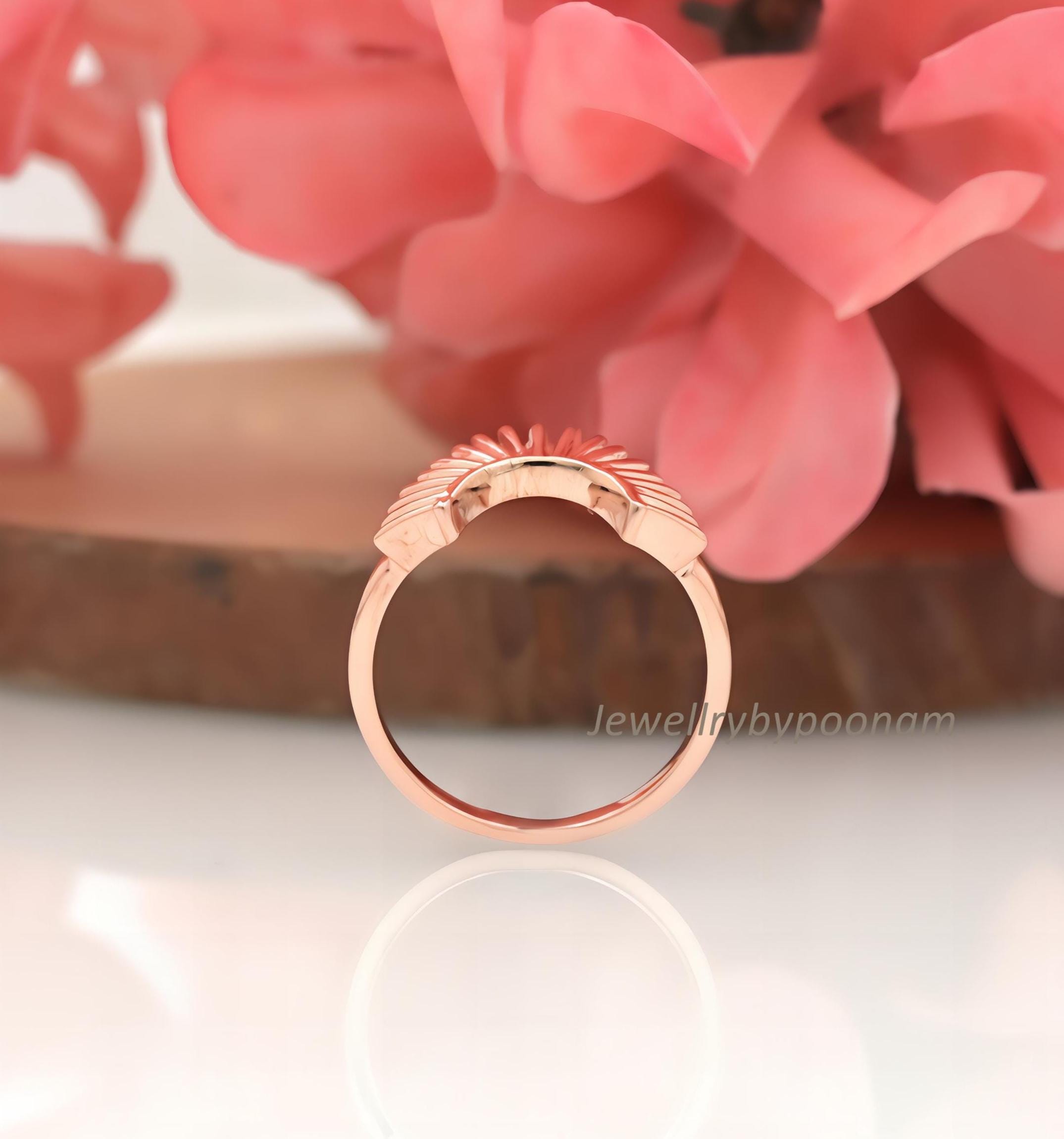 14k Gold Plated Sun Ring: Sterling Silver Sunrise Stacking Ring - View 2 - Jewelry By Poonam | SKU: PJR2822-SLRG-US-7 2/2026