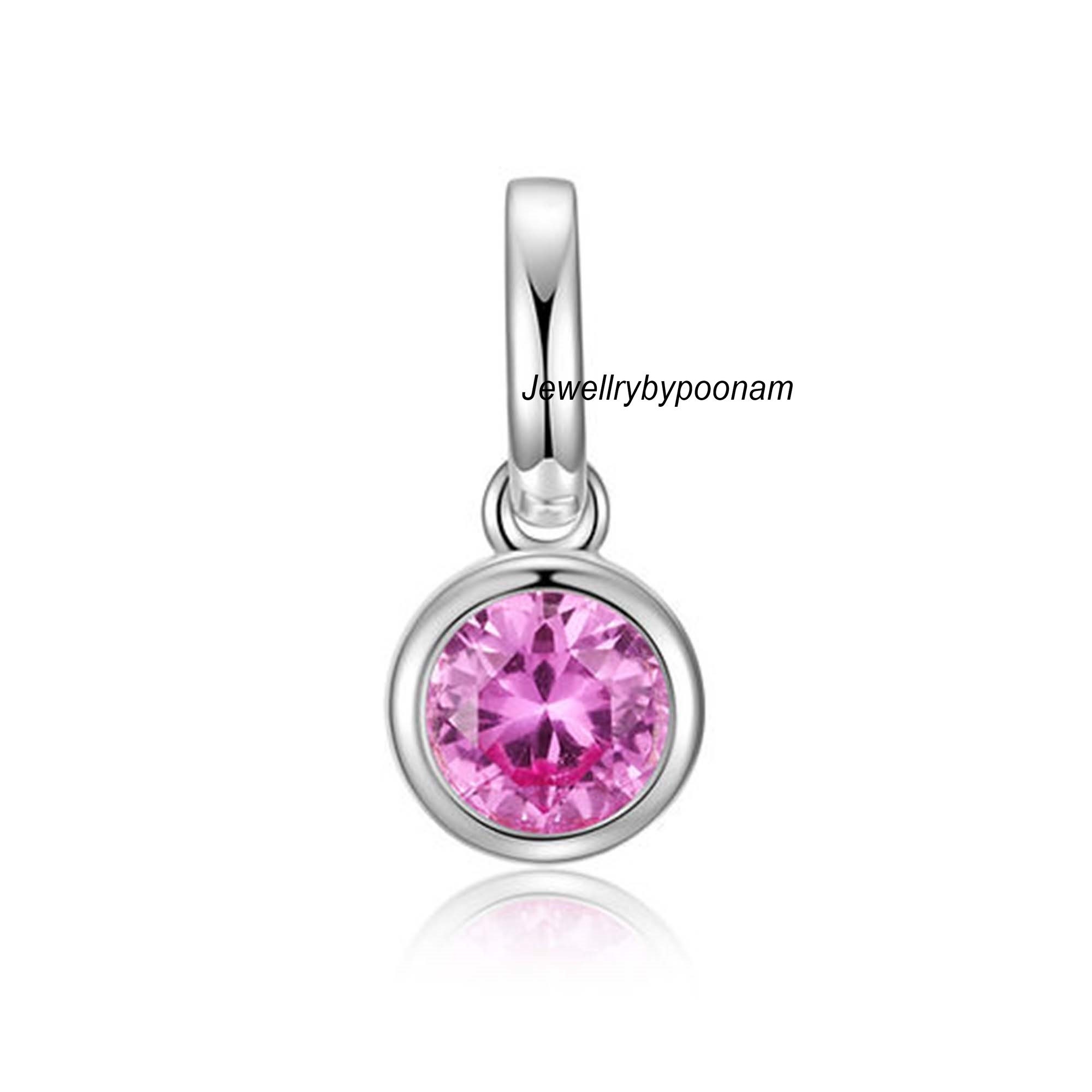 14k Solid Gold Mini Bezel Pendant: Round Moissanite Charm (12 MM) - View 6 - Jewelry By Poonam | SKU: PJP-