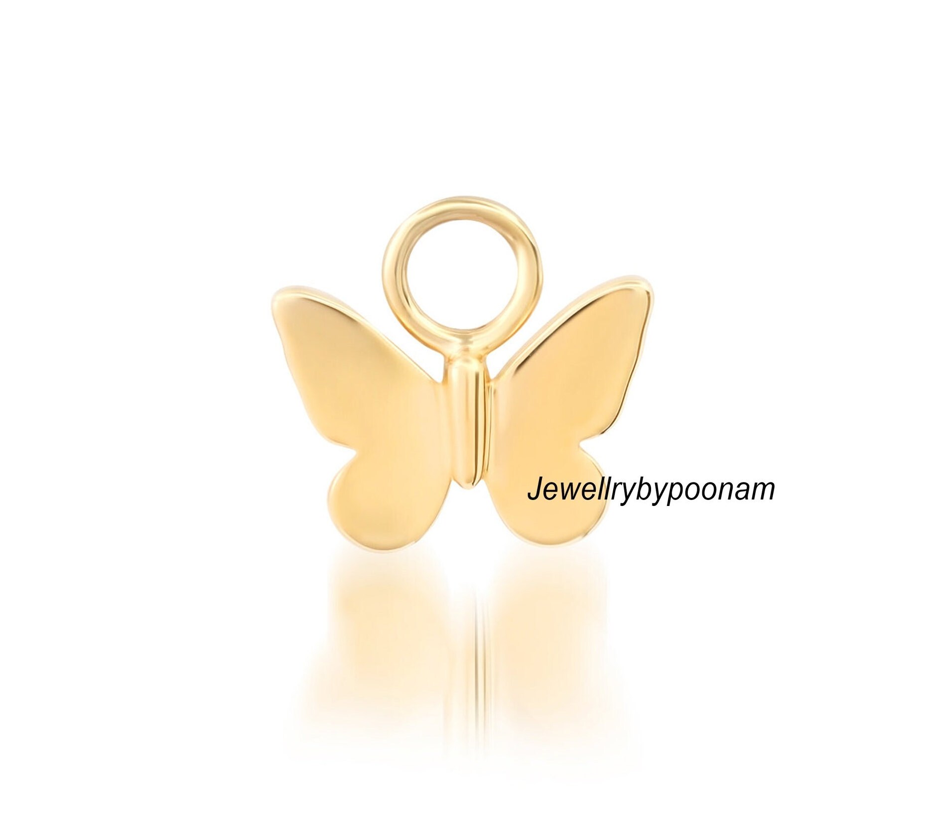 Tiny Sterling Silver Butterfly Charm - Designer Silver Pendant - Jewelry By Poonam | SKU: PJP-