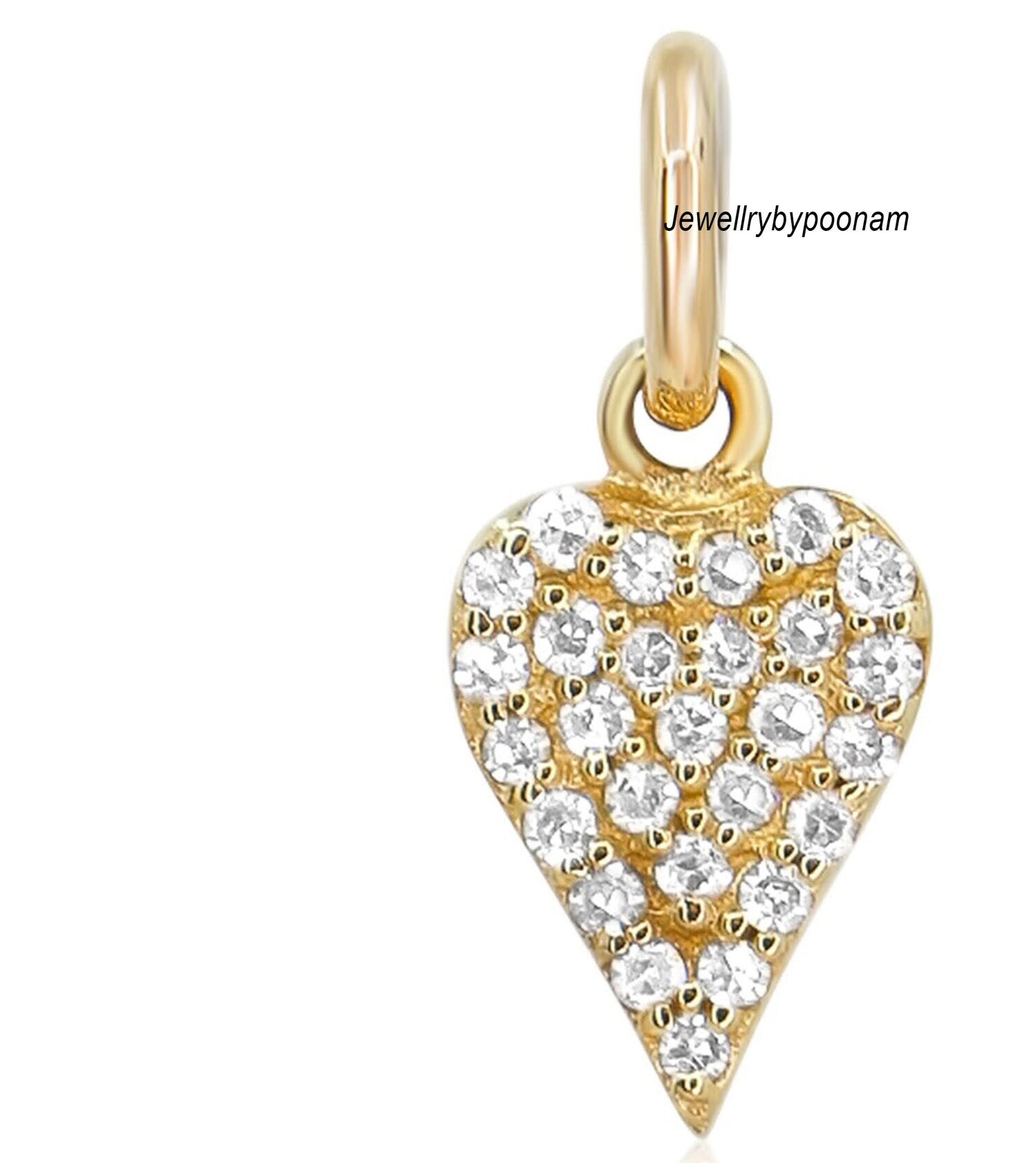 14k Solid Gold Heart Charm Pendant: Multi Gemstone Diamond - View 2 - Jewelry By Poonam | SKU: PJP-