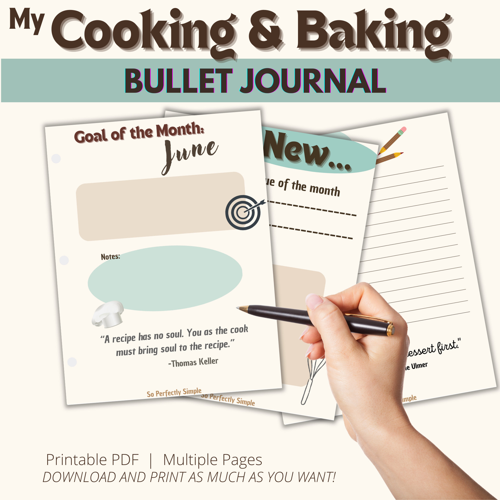 Cooking & Baking Bullet Journal. One Year of Cooking and Baking Challenge. How to Cook and Bake