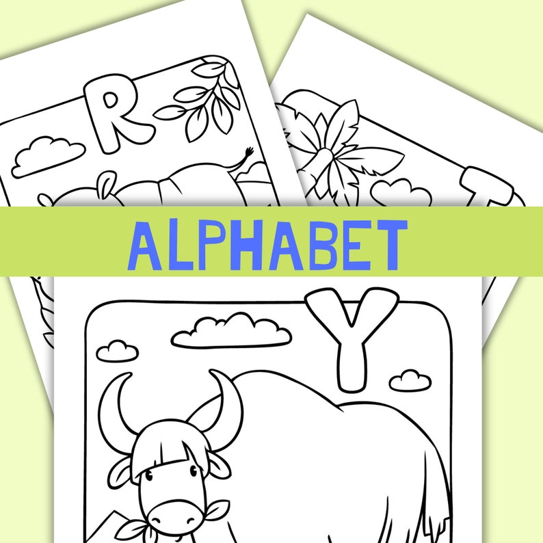 Animal Alphabet Coloring Book Etsy