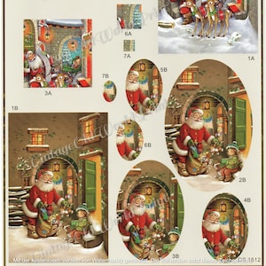 Créez votre propre carte de Noël imprimable en 3D, feuilles de découpe vintage pour la découpe, scrapbooking, image 3D prédécoupée, décorations de cartes 3D, découpage 3D