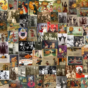 Vintage Halloween postcards images, Rare real historical photos, MEGA BUNDLE Halloween Print Set, 89 files Spooky Halloween Gallery Clip Art