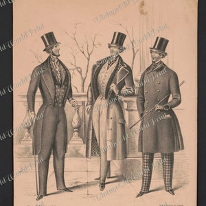 Men's Fashion & Costume Posters 1800s, Gentlemen Digital Download, Printable Junk Journal Ephemera ,Antique clip-art scrapbook supplies