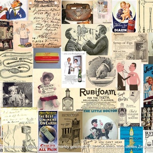 Medizinisches Thema EPHEMERA 84 Dateien im JPG-Format, Vintage Werbung, digitale Clip-Art-Bilder, alte medizinische Verschreibung, Printable Junk Journal