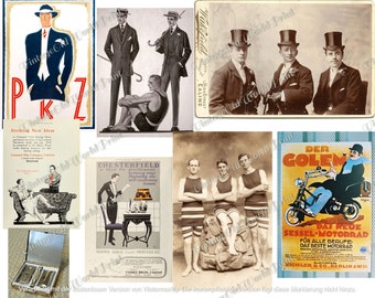 50 files Men Pictures Vintage, All Around Gentlemen Digital JPG format, clip-art Download Men Images Printable Junk Journal Ephemera Collage