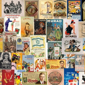 Publicidad original de revistas de cigarrillos, anuncios de tabaco, etiquetas de tabaco vintage para imprimir digitalmente, material efímero de revistas basura, imágenes prediseñadas retro