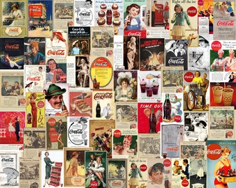 Coca-Cola Advertising Vintage Magazine Ads, Illustrations Drink Retro Digital Printable Advertisement Collection, Junk Journal Food EPHEMERA