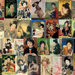 Asien Bier Ads Poster Japan China Korea Vintage 30 Dateien download, Magazin Werbung Bilder Bier Verkauf, Printable Junk Journal Ephemera