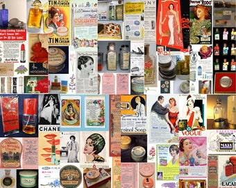 Perfume & Cosmetic Ads 53 Vintage Images, Nostalgia Retro Cosmetic makeup beauty, Digital craft clip-art Printable Junk Journal Scrapbooking