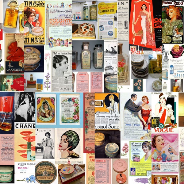 Parfum & Cosmétique Annonces 53 Images vintage, Nostalgie Rétro Cosmétique maquillage beauté, Digital craft clip-art Printable Junk Journal Scrapbooking