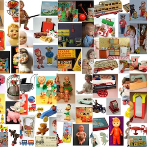 Pubblicità vintage di giocattoli nostalgici, immagini clip-art di effimeri digitali, giocattoli retrò, diario spazzatura stampabile, ricordi d&#39;infanzia, giocattoli nostalgici