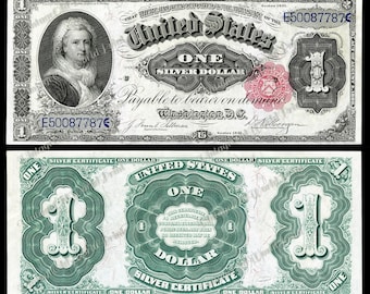 1891 One Dollar 1 Silver Dollar Bank Note DIGITAL USA Old currency money Printable Antique Banknotes, Old Paper Money, Junk Journal Ephemera
