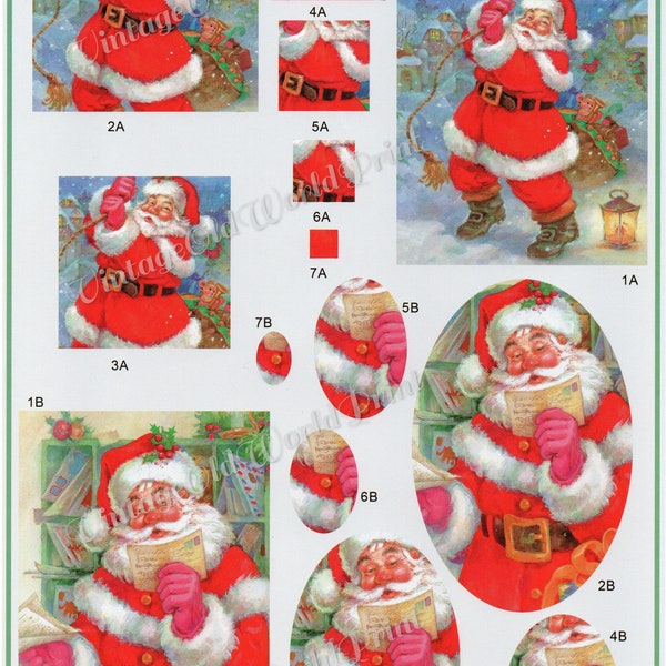 Feuilles vintage de Noël 3D pour la découpe, le scrapbooking, la fabrication de cartes, l'image 3D prédécoupée, les hauts de forme de carte 3d, les découpes imprimables, le découpage 3D