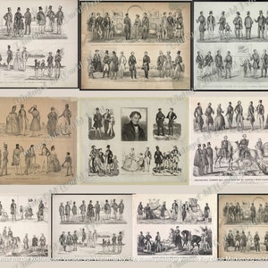 Herrenmode Vintage Poster 1800er Jahre, 10 Dateien Rund Gentlemen Digital Download Printable Junk Journal Ephemera Antique Clip-Art Collage