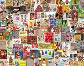 Vintage Christmas 1970s Ephemera Collage, Nostalgic Holiday Food Images Retro Decor, Mid-Century Xmas Cards Scrapbook, 70s Christmas Dinner