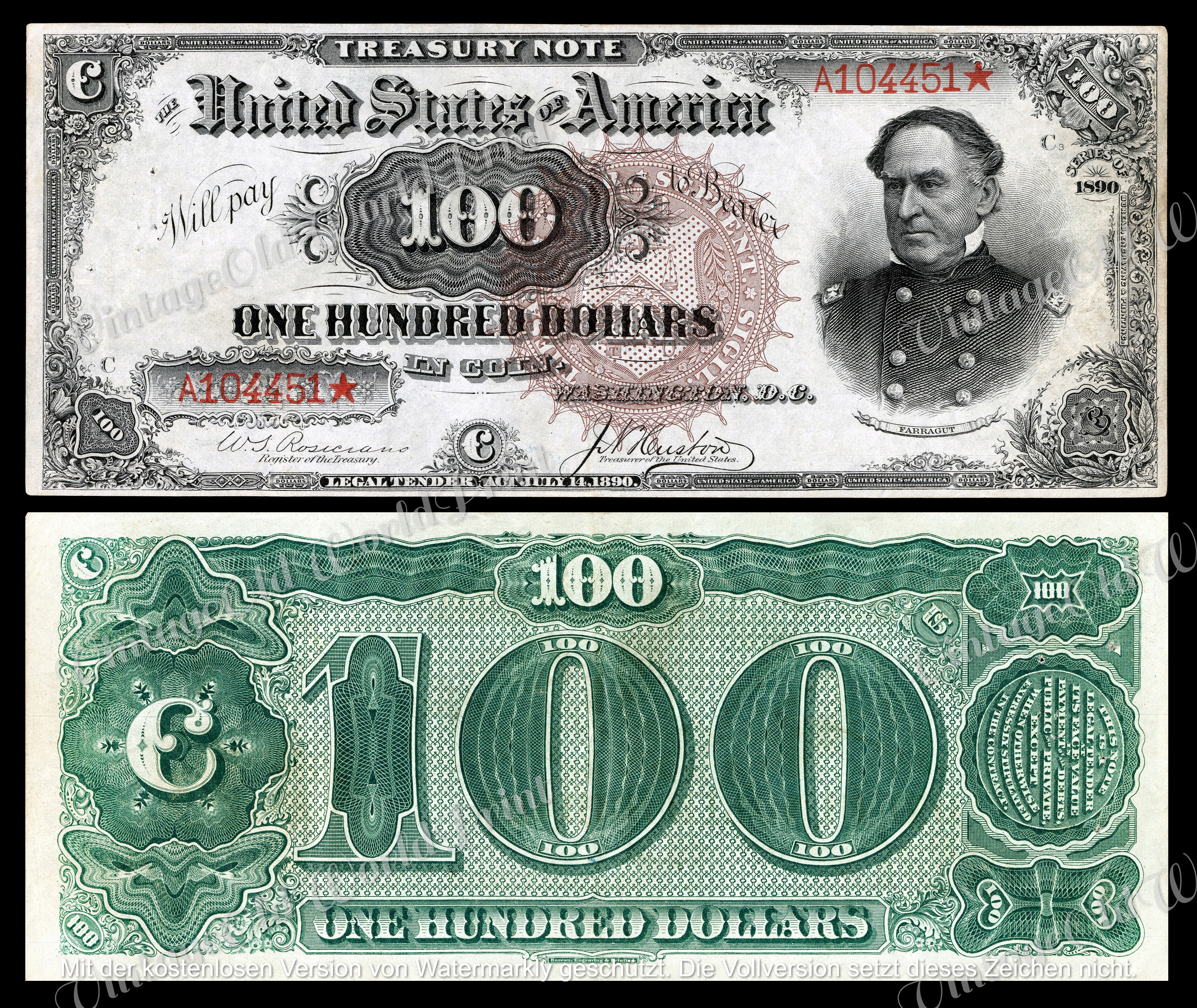 @1890 advertising card with Canadian currency image / Chromo @1890 advertising card with Canadian currency image / Chromo