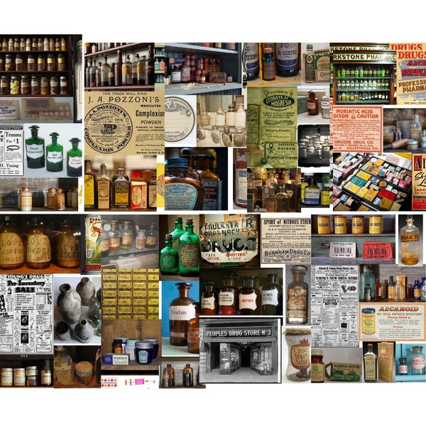 58 Medical Pharmacy and Drug Antique Images , Vintage Nostalgia Apothecary, Antique Retro Pharmacy, Digital clip-art, Printable Junk Journal