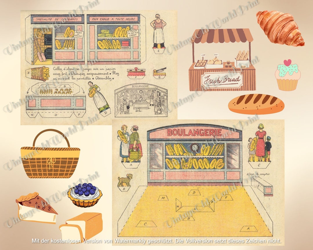 French Bakery Paper Model Papercraft Antique Vintage 3D Food - Etsy New ...