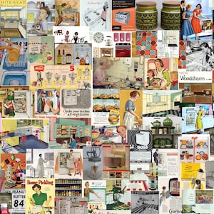 Vintage Küche Werbung Ephemera ( Part1 ), Retro Küche Zubehör, Küche Backen Label, Printable Junk Journal Retro Clip-Art-Bild