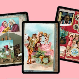 Imagens de ÁLBUM DE RECORTES VITORIANOS para impressão, 46 páginas, sucata de senhora vitoriana, diário de sucata, lindos cartões-postais antigos raros