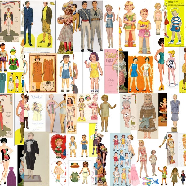 Vintage Paper Dolls Advertising Digital clip-art 64 images, Vintage Paper Crafts Junk Journal, Antique dolls EPHEMERA Clothes & Accessories