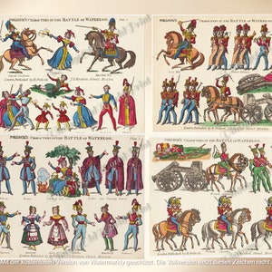 Papercraft Antique Battle of Waterloo Printable, 24 Sheets of Soldiers Instant Download,  Military Paper Doll Cut Out, Domestic Toy Theatre