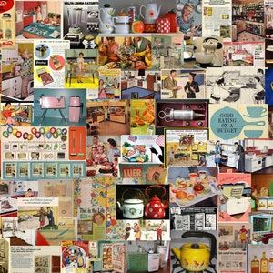 Vintage Küche Werbung EPHEMERA (Teil2), Retro Küchenzubehör, Küche Backetikett, druckbare Junk Journal Retro Clip-Art Bild