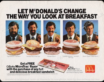 Retro Vintage Mcdonalds Poster Advertisement, Food Propaganda Ad, Fast food design McDonald's wall decor, Digital Restaurant Diner Printable