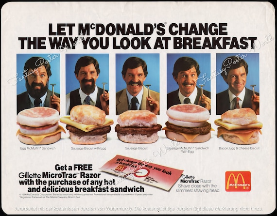 Retro Vintage Mcdonalds Poster Advertisement, Food Propaganda Ad