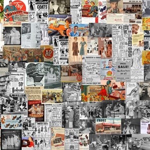 Let's Go Shopping 1940s Vintage Magazin Ads & Original Fotos, 74 Dateien Food Werbung Ephemera, Printable Junk Journal, Retro Bilder