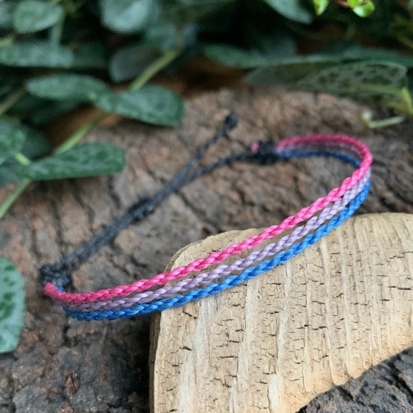 Bracelet bisexuel 〜 BI Queer Pride LGTBQIA+ 〜 bracelet d'amitié macramé réglable