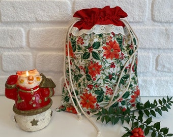 Christmas Gift Bag - Special Occasion Bag - Handmade Laundry Bag - Giveaway Bags - Gift Wrapping Bag