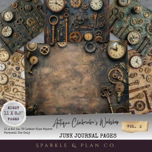 vintage Clockmaker's Workshop Papers Vol. 2 | Impression numérique | Kit de journal indésirable | Papier imprimable | Carnet steampunk