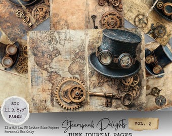 Steampunk Delights Vol. 2 Junk Journal Digital Papers | Vintage Grunge | Junk Journaling | Scrapbook Paper | Steampunk Backgrounds