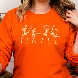 Dancing Skeleton Sweatshirt, Pumpkin Sweater, Pumpkin Skeleton Shirt, Fall Sweatshirt, Halloween Party Sweatshirt, Spooky Season Crewneck