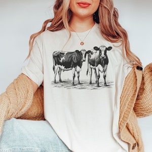 Cow Shirt, Vintage Western Wear, Farm Animal Shirt, Dairy Cow Cottagecore Shirt, Bull Shirt, Cottage Core, Aesthetic Shirt, Cow T-shirt