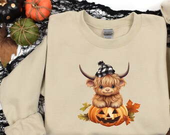 Halloween Cow Sweatshirt, Spooky Heifer Crewneck, Highland Cow Gift, Spooky Season Cow Shirt, Fall Gifts, Cow Sweater, Western Sweater
