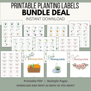 Printable Garden Labels, Vegetable Labels, Vegetable Stickers, Flower Garden Markers, Herb Garden Tags