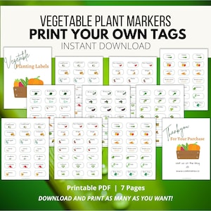 Stickers for Vegetable Plant Markers, Printable Plant Labels, Printable Plant Markers, Vegetable Markers, Vegetable Labels