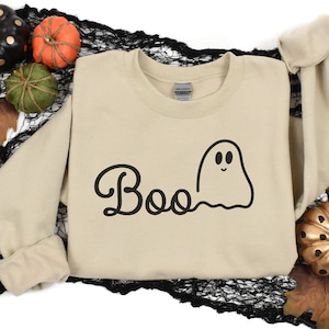 Doodle Boo Sweatshirt, Womens Halloween T-Shirt, Fall Crewneck Sweater, Halloween Shirts, Halloween Gifts, Cute Halloween Costume